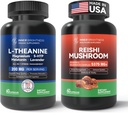 Reishi 蘑菇补充剂 Cordyceps + L Theanine 200mg, 镁, 5-HTP & Melatonin for Sleep, Focus & Mood Support