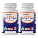 维生素Melatonin 60毫克快速溶解片 - 60 Vegan Natural Berry Flavor片 - 非哈比特成型 - 非GMO,Gluten Free(2瓶)