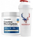 Bucked Up Creatine & Shaker Bundle – Micronized Creatine Powder (250g, 50 services) + 28oz 漏液 - Proof BPA - Free Shaker Bottle 用于优化混合