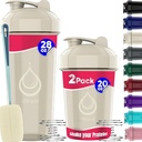 2 PACK,28 oz & 20 oz 摇摆瓶 配有强力电线的摇摆瓶 Protein Mixes → 防滑的Blender 摇摆瓶 包装 → BPA- Free & Dishwasher 安全 → 摇摆瓶 → 摇摆杯