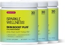 Sparkle Wellness Skin boost Plus (混合莓) [3-Pack of 30-Serves] 与VERISOL Bioactive Hydrlyed Collagen Peptides,维生素C & Hyaluronic Acid 改进皮肤弹性