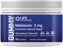生命延伸 Gummy ScienceTM Melatonin(草莓), 3毫克, 最佳睡眠支持, 健康循环韵律, 细胞防御, 无胶体, 非GMO, 蔬菜, 60古米