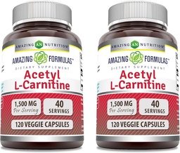 美国制造的Acetyl L-Carnitine 1500 Mg Per Servicting Veggie Capsules Supplement – Non-GMO – Gluten Free – 适合蔬菜(120个计数) – 包装2