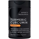 运动研究 Turmeric Crucumin C3 复合体 - 软胶带 Bioperine Black Pepper 提取器和有机椰油, 标准化 95% Crucuminoids - 非 GMO 验证 & Gluten Free - 500mg, 120 Count
