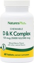 Natures Plus D & K Complex - 60 Mixed Berry Chewables - 支持钙代谢 - 蔬菜,非GMO,Gluten Free, Soy Free - 60 services
