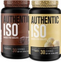 Jacked Factory Authority ISO Grass Fed Whey 蛋白质隔离粉 - 低卡,非GMO 肌肉建筑 蛋白质w/无填料(Chocolate, 30sv) &(Vanilla, 30sv)