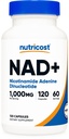 营养成本NAD+每服务1 000毫克,120卡普尔(Nicotinamide Adenine Dinucleotide) - 60名服务者,无Gluten-Free, Vegan