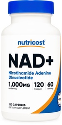 营养成本NAD+每服务1 000毫克,120卡普尔(Nicotinamide Adenine Dinucleotide) - 60名服务者,无Gluten-Free, Vegan