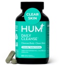HUM Daily Cleanse Acne Supplements for Men & Men, Gentle Digestive Cleanse for Clean Skin Support, Zinc, Spiruina, Chlorella, 解毒草药,有机藻类, 皮肤维生素Sules Supplement, 60 Capsules