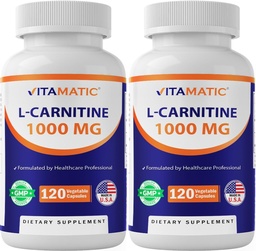 维生素L-Carnitine Fumaate 1000毫克 - 120 蔬菜罐头(2瓶)