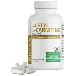 Bronson Acetyl L-Carnitine 500 MG 高钾氨基酸非GMO,120 Capsules