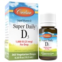 Carlson - 超级日报D3,维生素D滴滴,每滴1000 IU(25 mcg),1年供应量,维生素D3液体,心脏和免疫健康,蔬菜,液体维生素D3滴,不味,365滴.