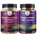 Natures Craft Bundle of Extra Strict Hawthorn Berry Capsules - 摘录文摘和心脏健康补编和纯镁 Glycnise 400mg 单人为蒙德睡眠和放松服务