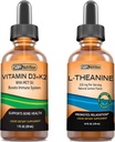 SBR 营养 D3+K2 和 L-Theanine Bundle 维生素 D3K2(MK7) 液体滴, Peppermint, 1oz → L Theanine 225mg 液体滴, 2oz → 成人与儿童 → | 非GMO, Gluten Free