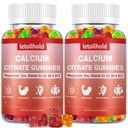乳酸钙(Citrate Gummys) - 1200mg 钙(Gummys) 配有镁锌维生素D3,K2,B6,B12 配有骨,肌肉,关节,免疫支持,高吸收性钙(High Accidental Calcium Supplements for Women and Men 2 Packs).