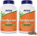 Nows Foods Cordyceps 750mg 200 Veg Caps - 有机Cordycep Sinensis Mycelium Mushroom in Non-Organic Capsules - Vegan, Non-GMO (英语).