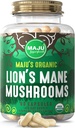 Maju超级食品 有机狮子 Mane 蘑菇 Capsules 90ct,果实体蒸汽提取,有机蘑菇与黑椒提取,Hericium Erinaceus