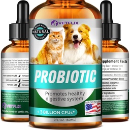 狗,猫的Premium Probiotics - 消化酶和Prebiotics 补充 - 帮助重新发现腹泻,呕吐,倒胃,气体,便秘和坏呼吸 - 支持消化系统 - 2 Fl Oz