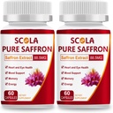 SCOLA Saffron Supplements,纯88.5mg Saffron extraction for Men & Men, Boost Energy, 联合补编, Vegan, Non-GMO, 120 Capsules