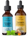 HERBAMAMA 草药液滴 Kit - Sting Nettle 2 fl oz & Turmeric Curcumin Tincture 4 fl oz - Vegan,非GMO,糖和无酒精 - 2 包