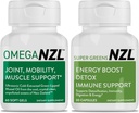 Omega-3 自然联合救济补充 自然肌肉支持 绿色-浸泡贻贝油联合支助 无鱼余味 60 软胶加一瓶超级绿色30 Capsules