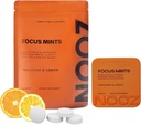 NOOZ 焦点薄荷再填袋 - 用于精神清晰的咖啡因-无脑助推器 & Lemon Flavor QQ 无糖,旅行友好补充 维生素C,B6,B12 - 非GMO,清洁标签,150 Mints