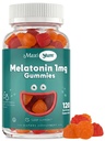 Maxi Health 1 mg Melatonin Gummys – Kids Melatonin Chewables with Natural Cherry & Orange Flavor – 成人和婴儿睡眠帮助补充支持休息之夜(120个计)