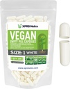 XPRS Nutra 大小 1 空盖- 100 空盖- 100 伯爵 Vegan Capsules - 蔬菜药丸 - DIY 蔬菜药丸 填充 - Veggie Pills for Do-It - Yourself Suppers (白色)