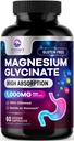 甘化镁500mg Capsules - Pure & Chelated for Max 吸附剂 - 支持肌肉,神经和心脏健康,睡眠支持 - 整体支持的最佳镁药丸补充 - 60 capsules