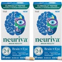 NEURIVA Brain + Eye 补充内存、焦点和浓度,临床测试的Lutein和Zeaxanthin,维生素A C & E + 锌用于眼部健康与过滤蓝光 30 Counter Capsules (2 Pack)