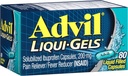 Advil Liqui-Gels 疼痛解脱器和减热器,为头痛、背痛、月经疼痛和联合疼痛解脱的成年人提供200毫克的疼痛药物 -- -- 80个液体填充盖盖