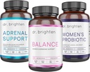 Brighten Propertial Support Kit博士 - 平衡、肾上腺支持和妇女亲生药 - 目标激素Acne,Propertions Issues, & PMS - Vegan, Non-GMO