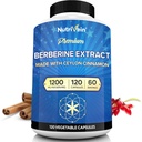 含有锡兰锡桂的核素椒(Premium Berberine HCL 1200 mg) - 120 capsules:高吸附性柏柏林补充剂用于防御,文摘,和代谢