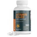 Bronson Vitamin K2 D3(MK7) 补充非GMO公式 Vitamin D3 5000IU(125 mcg) & 90 mcg K2 MK-7,易吞D&K Complex,360 板块