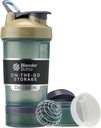 BlenderBottle Shaker 瓶装药丸组织器和蛋白粉存储器,经典V2 ProStak系统,22-Ounce, Tan