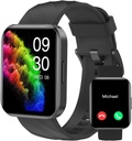 RUIMEN 女子智能观察(Answer/Make calls) 与iPhone/Android Phone兼容,1.85"HD 屏幕适配性追踪器心率监视器100+运动跟踪器防水(黑色)