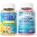 1Pack 无糖钙 CCTrate, 镁 CCTrate & 1Pack Vegan Omega-3 Gummys 1000mg + Turmeric