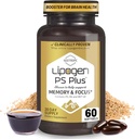 PS + 记忆和焦点的大脑补充剂 - Premium Phosphatidylserine 大脑健康促进剂 - 诺特罗比 - 60 Softgels for a month support