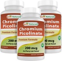 Best Naturals Chromium Picolinate 200 mcg 240 平板电脑(240个计数(3包))