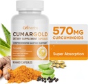 Cumargold 570mg Curcuminoids Turmeric Curcumin 配有 Piperine, Licorice Root & Aloe Vera - 高概率天然井盖(90个计数)