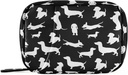 Ollabaky Black Dachshund Dogs Pill 组织者 7日 Pill 案例 旅行 Pill 组织者 Bag Pill Box 手提箱 每周案例 配有 Zipper 压缩大小的维生素补充持有者