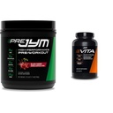 JYM 补充科学 PRE JYM 30 服务 - 黑樱桃和Vita JYM 运动 多维生素和矿物支持,维生素 A, C, B6, B12, E, K, Boron, Biotin, 钾 60 片