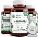 蛋白质Peptides的皮肤健康天然核素RegenerAge完整补充剂,减少伸缩标记,促进整体健康,维生素C,葡萄籽红酒提取,Gluten Free,90 Capsules.