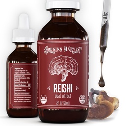 Hodgins 收获有机Reishi蘑菇 果实体提取剂 丁香 - 额外集中的双提取剂 补充剂 - 支持心脏健康与健康 - USDA 有机蘑菇 - 2 oz