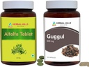 HERBAL HILLS Alfalfa 牌匾和 Guggul Capsules Guggulu 包装 2 Combo