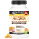 用于最佳吸收的Turmeric Supplement 配有 Saffron, Cinnamon 和 Cardamom + BioPerine Black Pepper 提取, 天然 Tummeric Curcumin 男女联合支持补编, 60 Capsules
