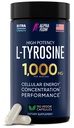 Alpha Flow L Tyrosine 1000MG Capsules - 全天然 L- Tyrosine 补充Focus & Energy Boost - 非GMO & Gluten - Free - Vegan 150 Caps - 500mg x 2 每役