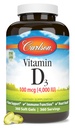 Carlson - 维生素D3,4000 IU (100 mcg), Bone & Immune Health, Colecalciferol 补编, Gluten Free Vitamin D Capsules, 360 Softgels (英语).