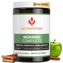 ActIVTED YOU Morning Supply Wellness Greens Superfood Drink Mix for Gut Health w/Prebiotics, Probiotics, 抗氧化剂, Green Superfoods, 10亿CFUs, 30 services (苹果肉桂)