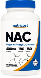 N-乙酰L-Cysteine(NAC)600mg,180 Capsules - 非GMO,无胶囊